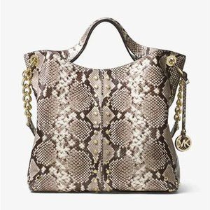 Michael Michael Kors Uptown Astor Natural Snakeskin Large Shoulder Tote